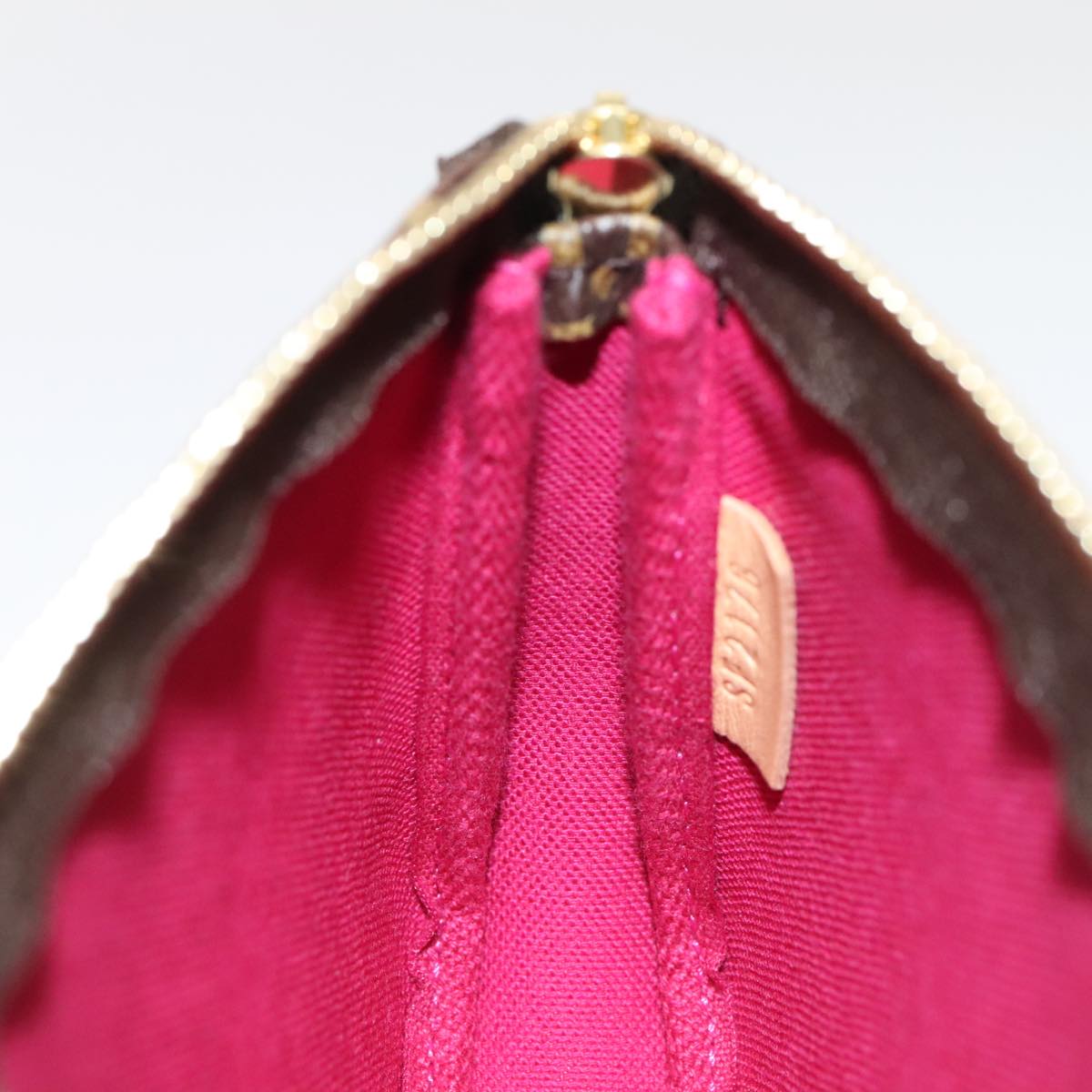LOUIS VUITTON Monogram V line Mini Pochette Accessoires Pouch Pink Auth am6931AV