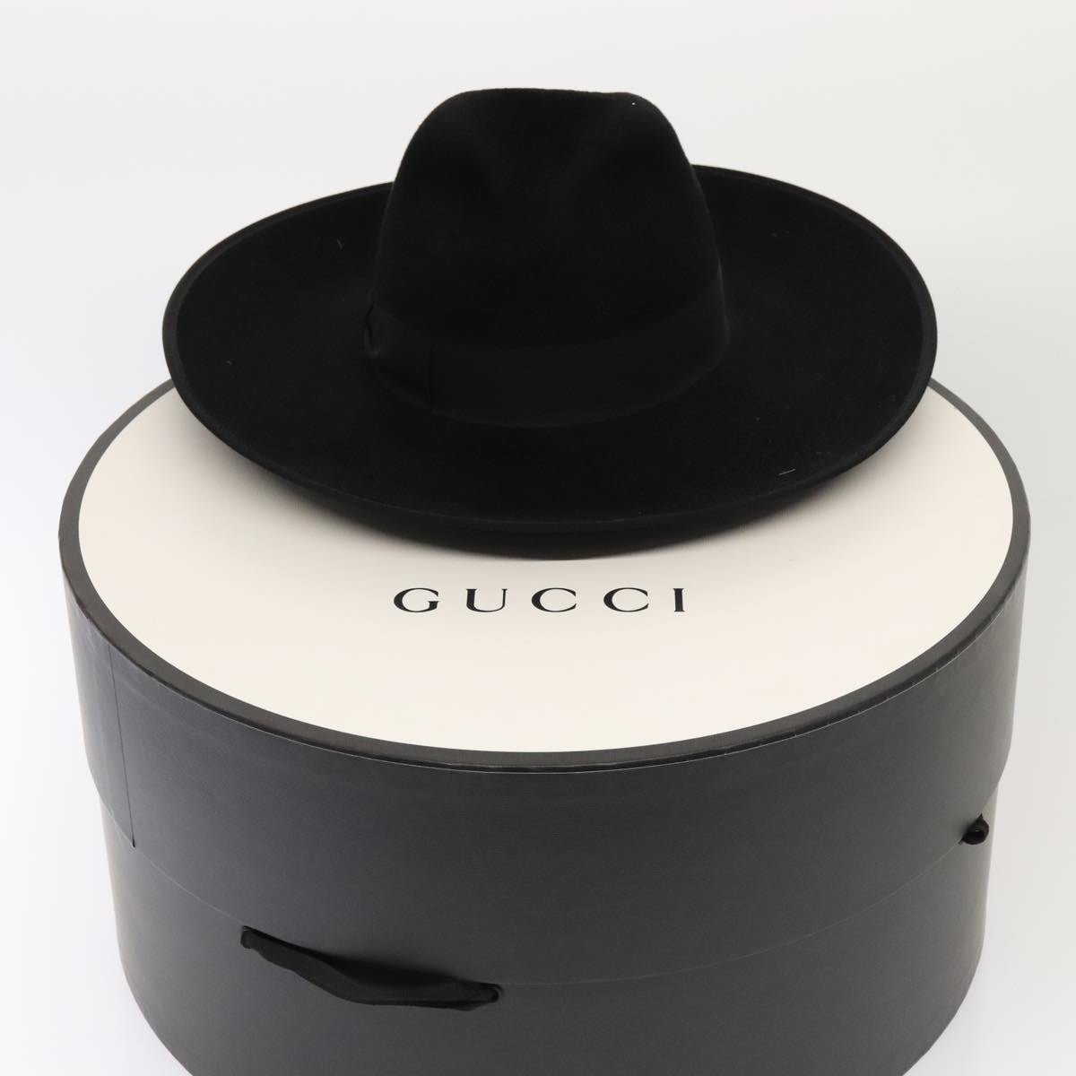 GUCCI Hat Felt XL Black Auth am6942