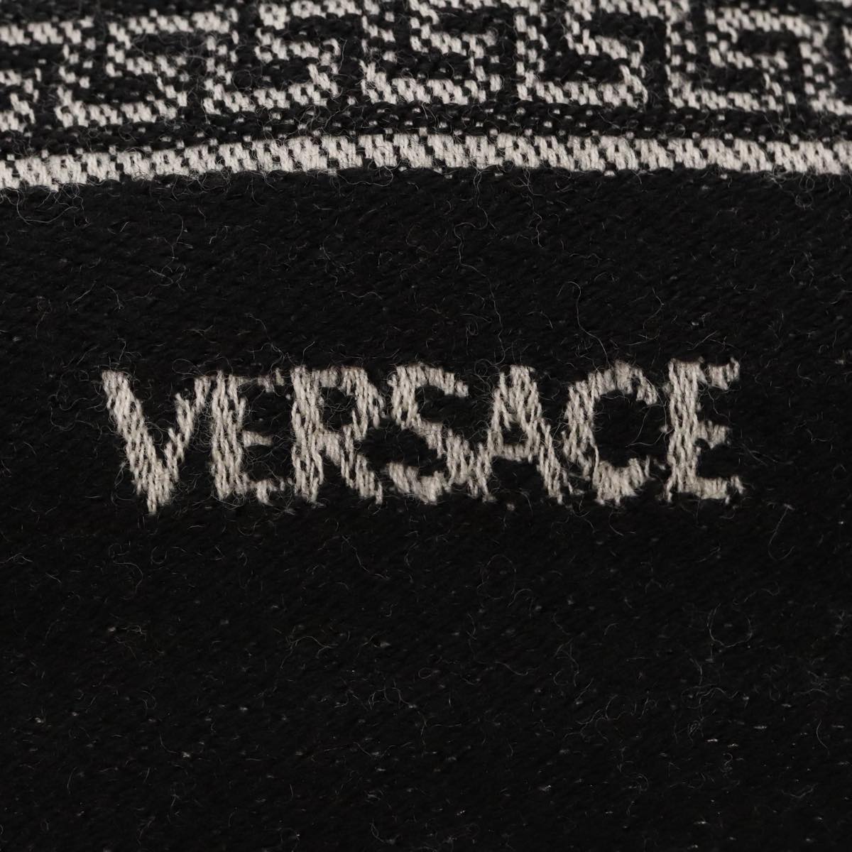 VERSACE Scarf Wool Black Auth am6943