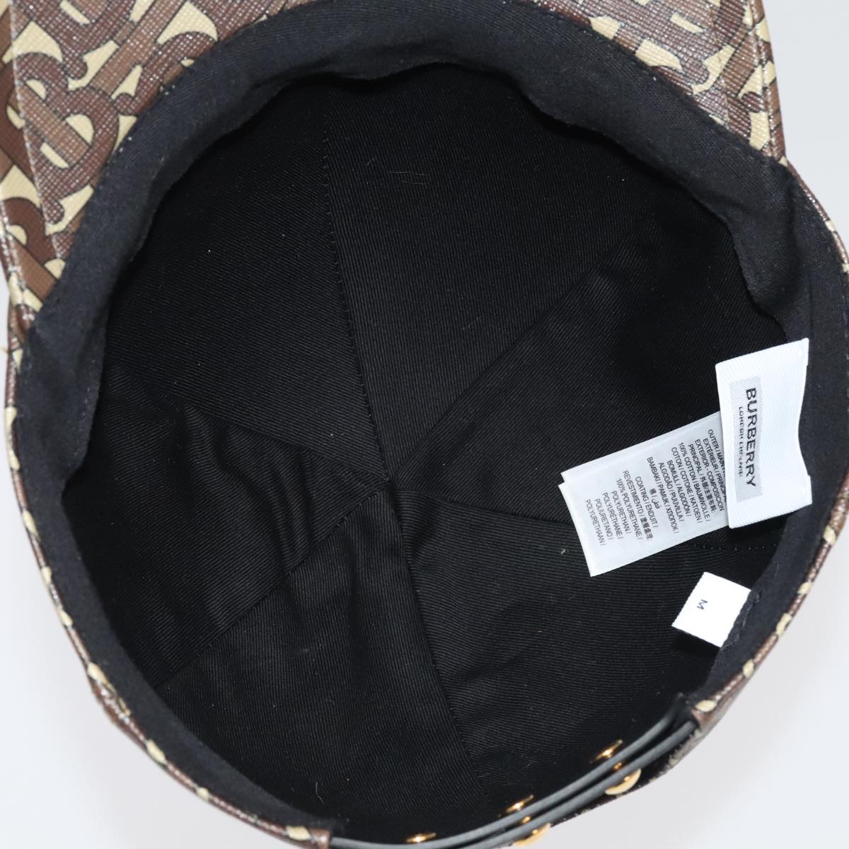 BURBERRY TB Monogram Baseball Cap PVC M Brown 8018971 Auth am7057V