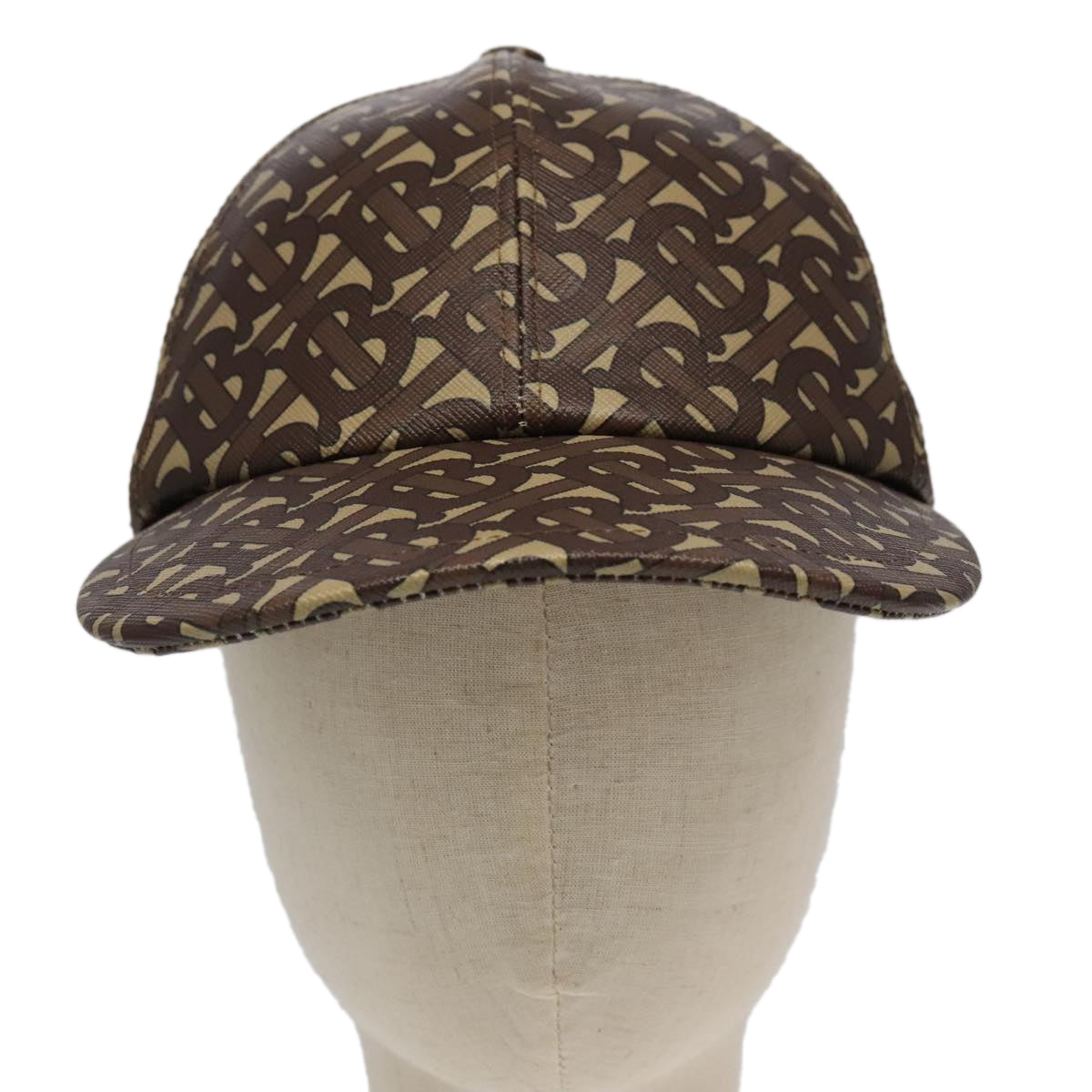 BURBERRY TB Monogram Baseball Cap PVC M Brown 8018971 Auth am7057V
