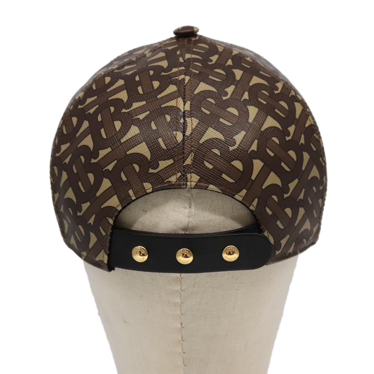 BURBERRY TB Monogram Baseball Cap PVC M Brown 8018971 Auth am7057V