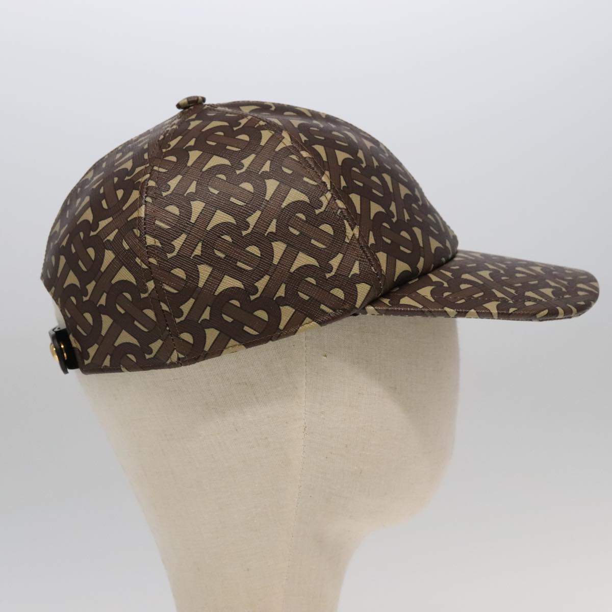 BURBERRY TB Monogram Baseball Cap PVC M Brown 8018971 Auth am7057V