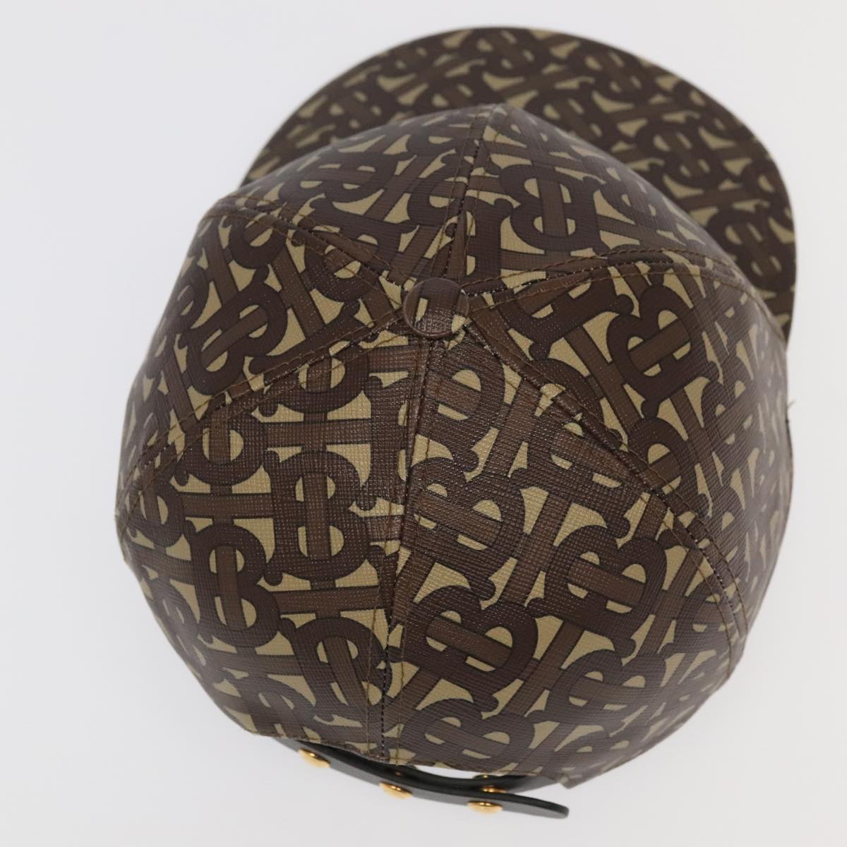 BURBERRY TB Monogram Baseball Cap PVC M Brown 8018971 Auth am7057V