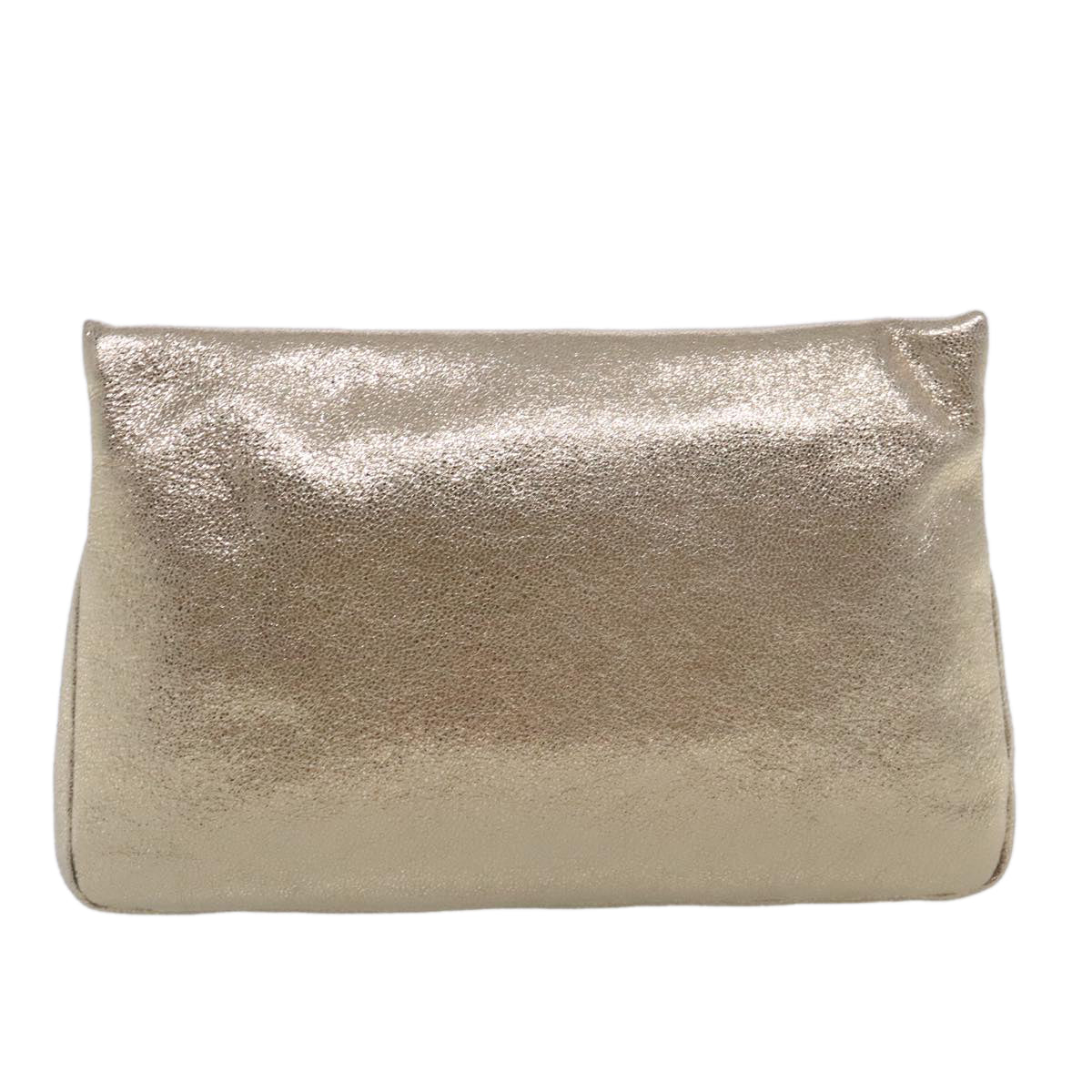 Jimmy Choo Star Studs Clutch Bag Leather Gold Tone Auth am7064