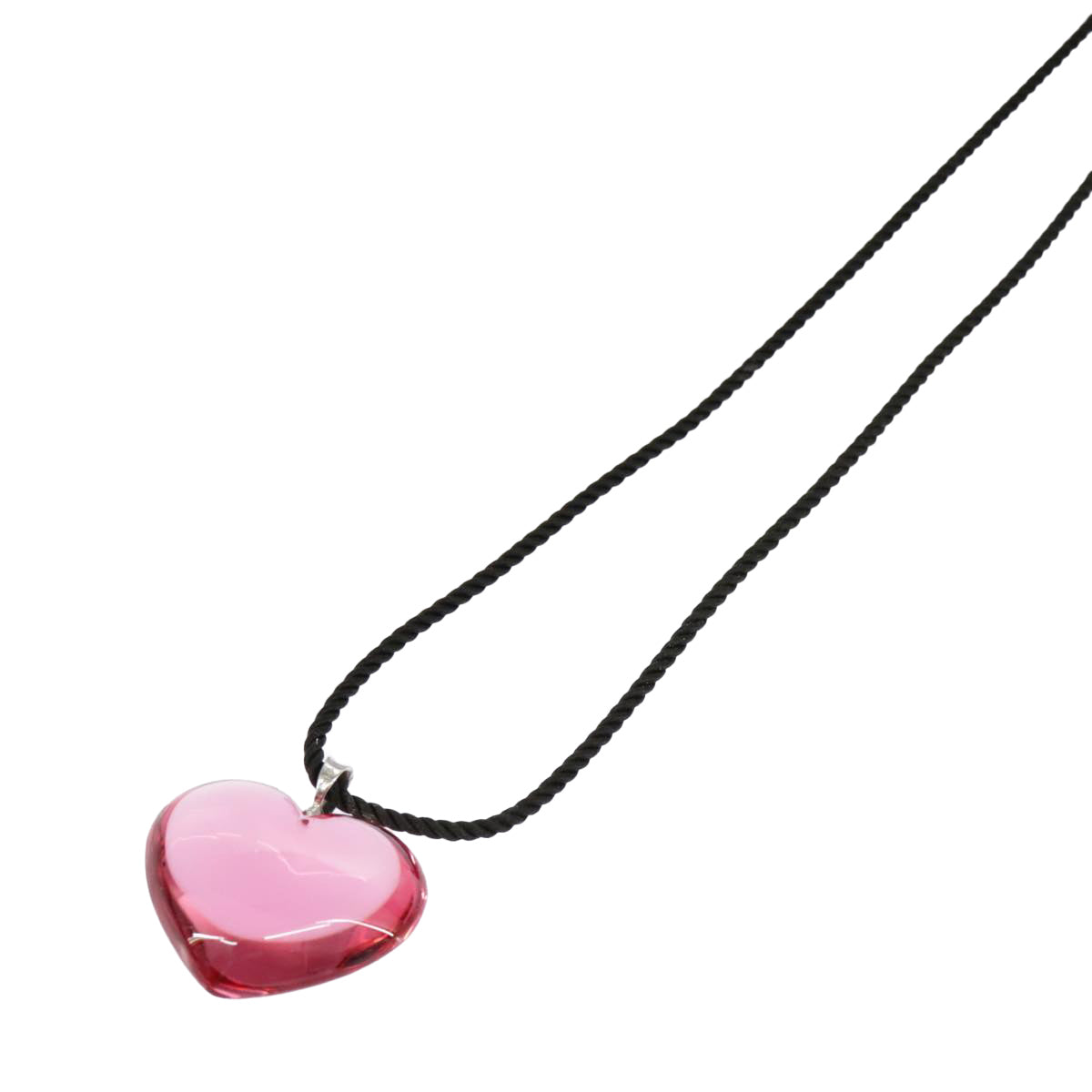 Baccarat Heart Necklace Crystal glass Pink Auth am7117