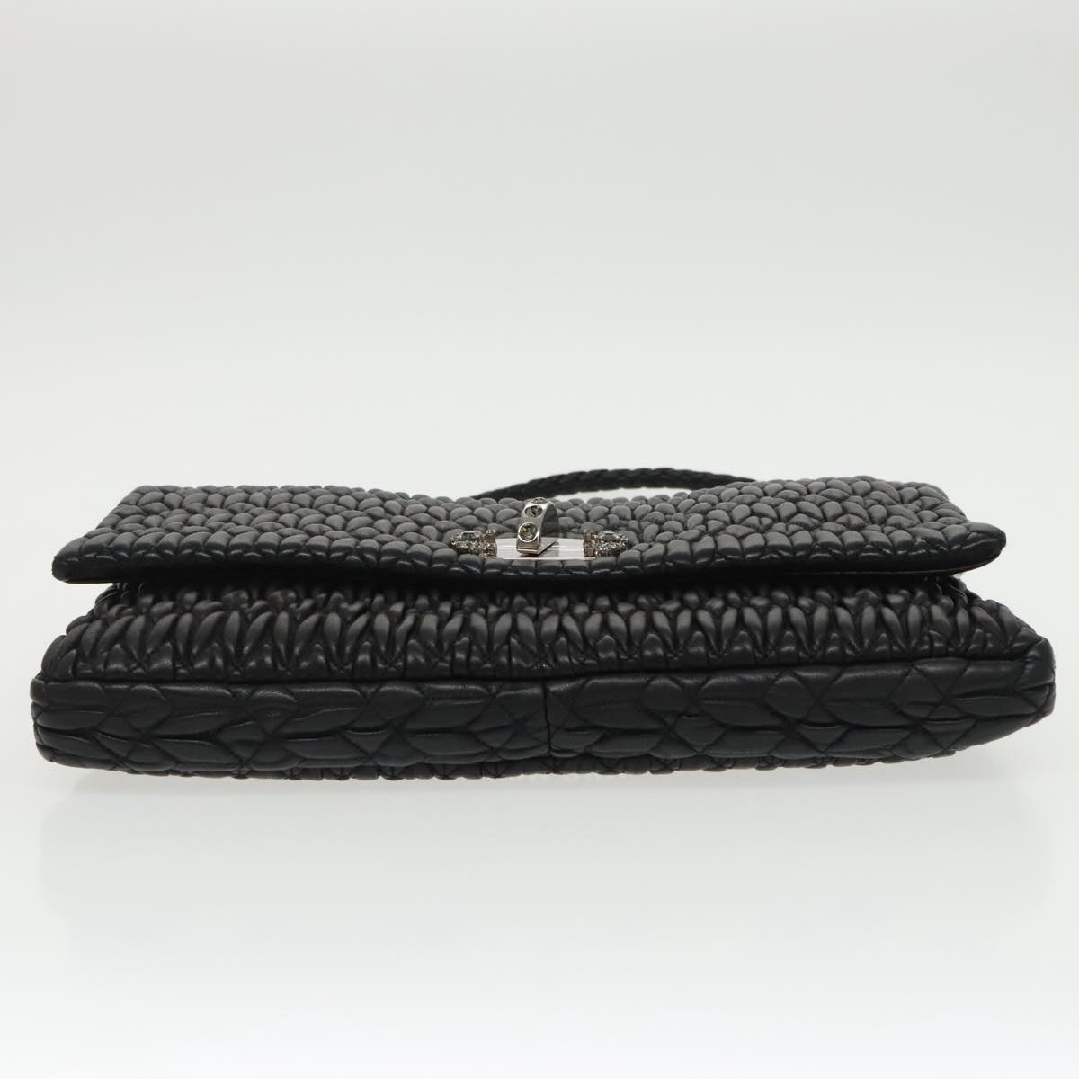Miu Miu Matelasse Bijoux Shoulder Bag Leather Black Auth am7147SAV