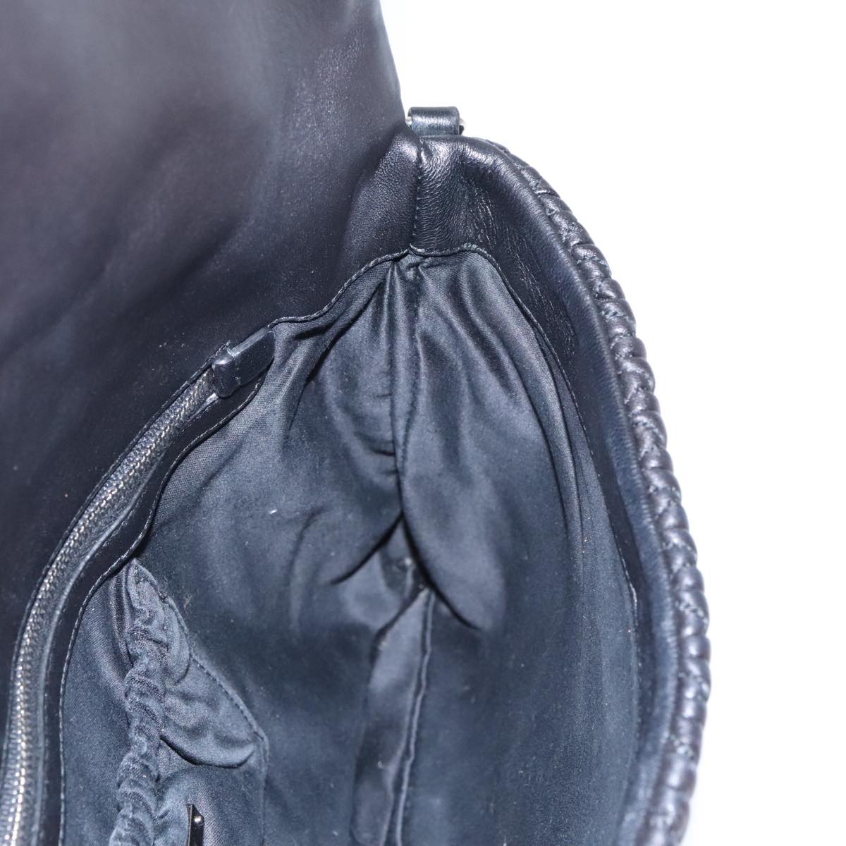 Miu Miu Matelasse Bijoux Shoulder Bag Leather Black Auth am7147SAV