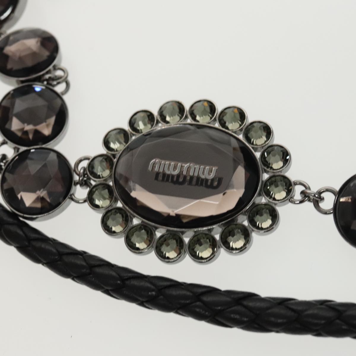 Miu Miu Matelasse Bijoux Shoulder Bag Leather Black Auth am7147SAV