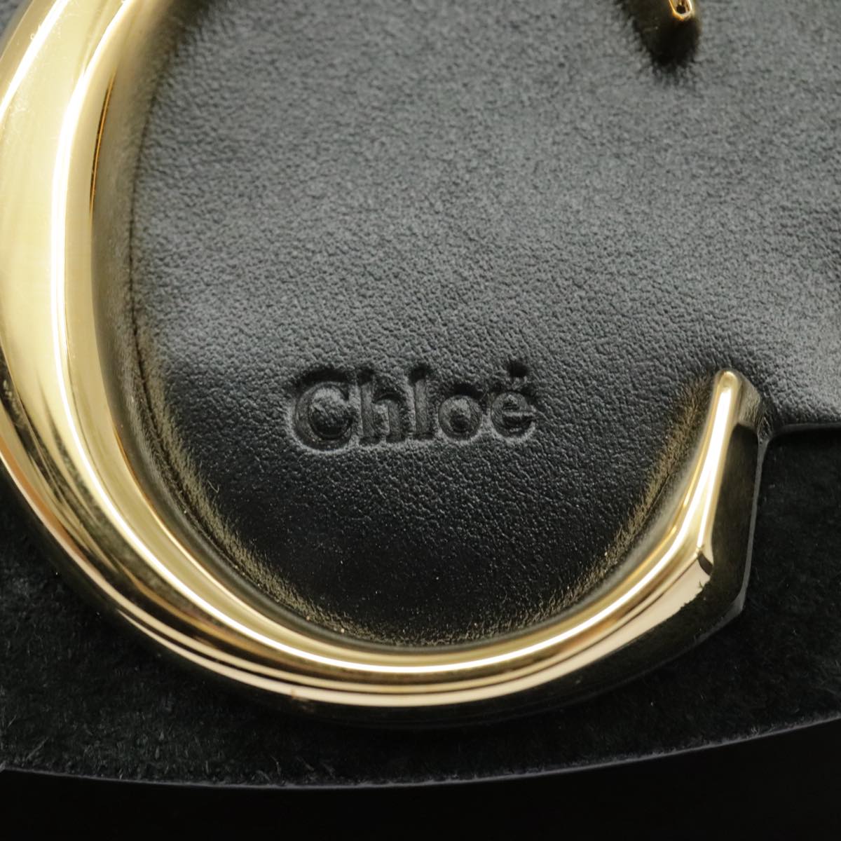 Chloe Mini Hand Bag Leather 2way Black Gold Auth am7172V