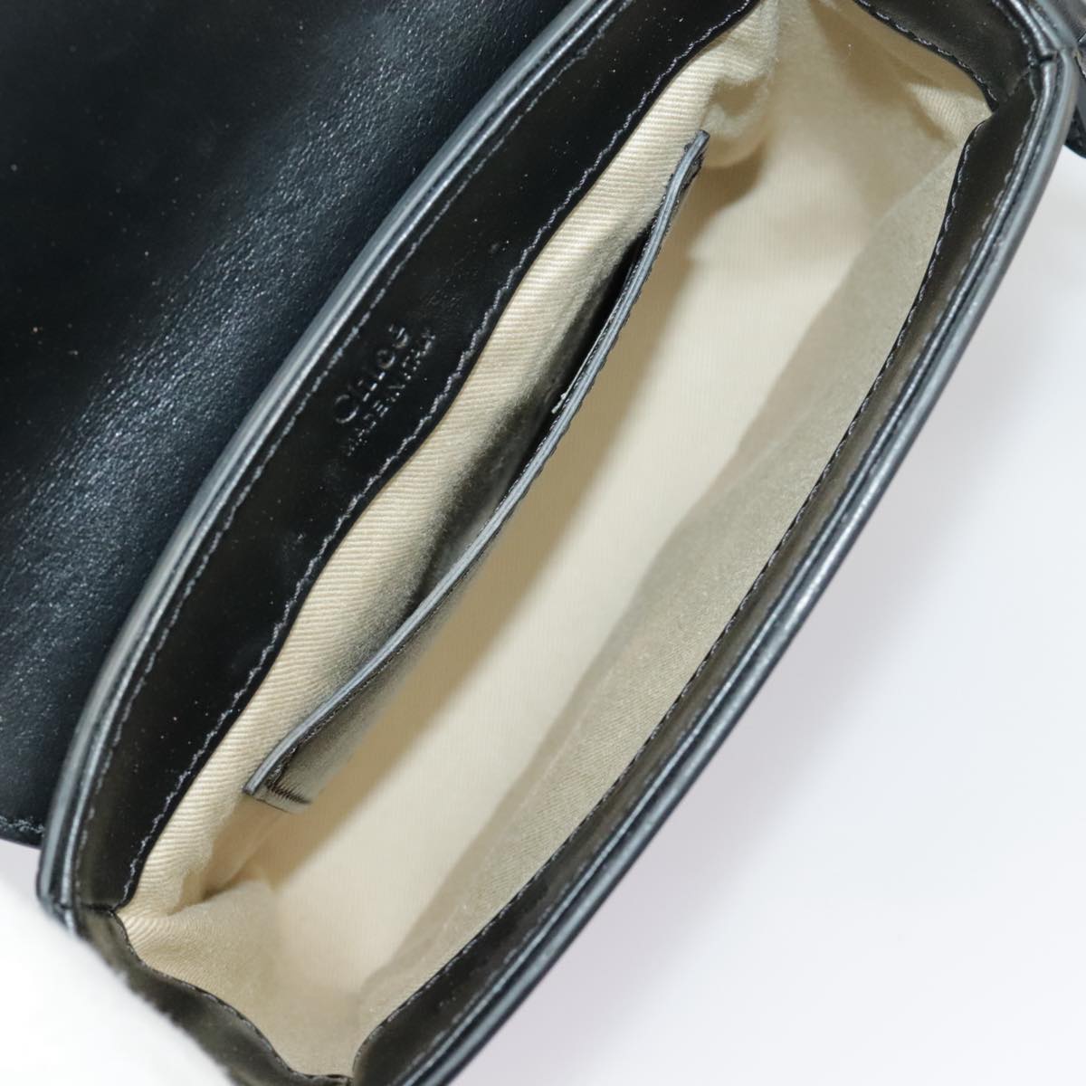 Chloe Mini Hand Bag Leather 2way Black Gold Auth am7172V