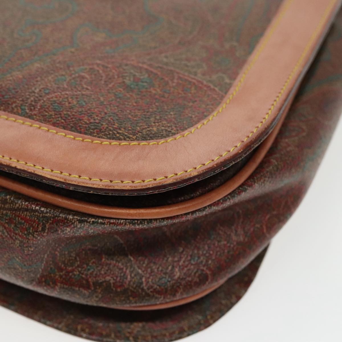 ETRO Paisley Hand Bag PVC Leather Brown Auth am7198