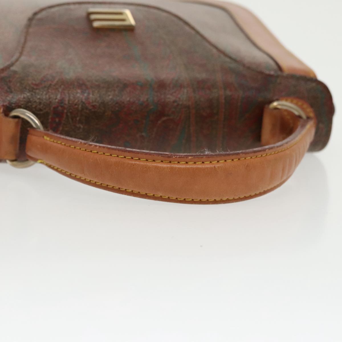 ETRO Paisley Hand Bag PVC Leather Brown Auth am7198