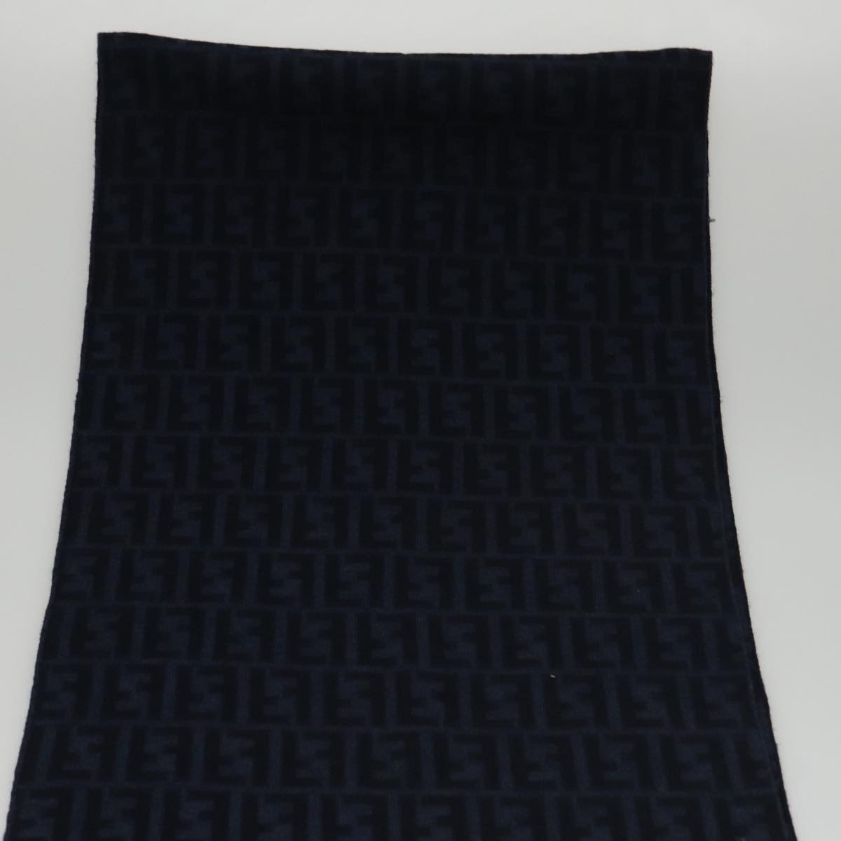 FENDI Zucca Canvas Scarf Wool Beige Auth am7263