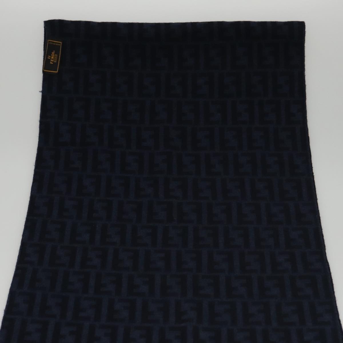 FENDI Zucca Canvas Scarf Wool Beige Auth am7263