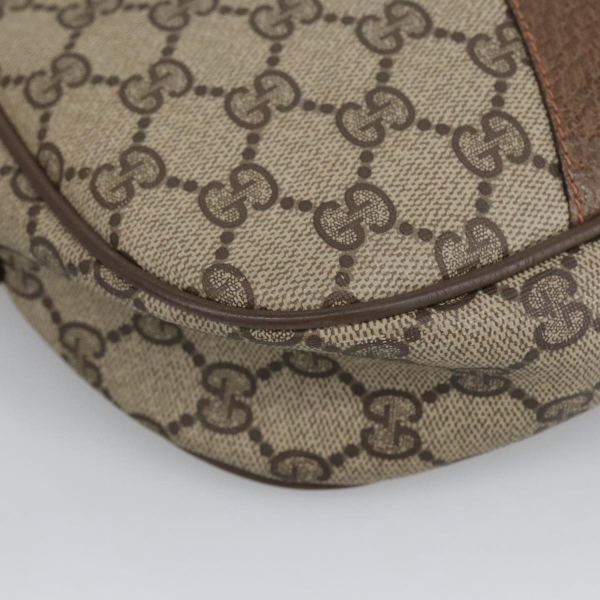 GUCCI GG Supreme Web Sherry Line Clutch Bag PVC Beige Gold 89 01 034 Auth am7287