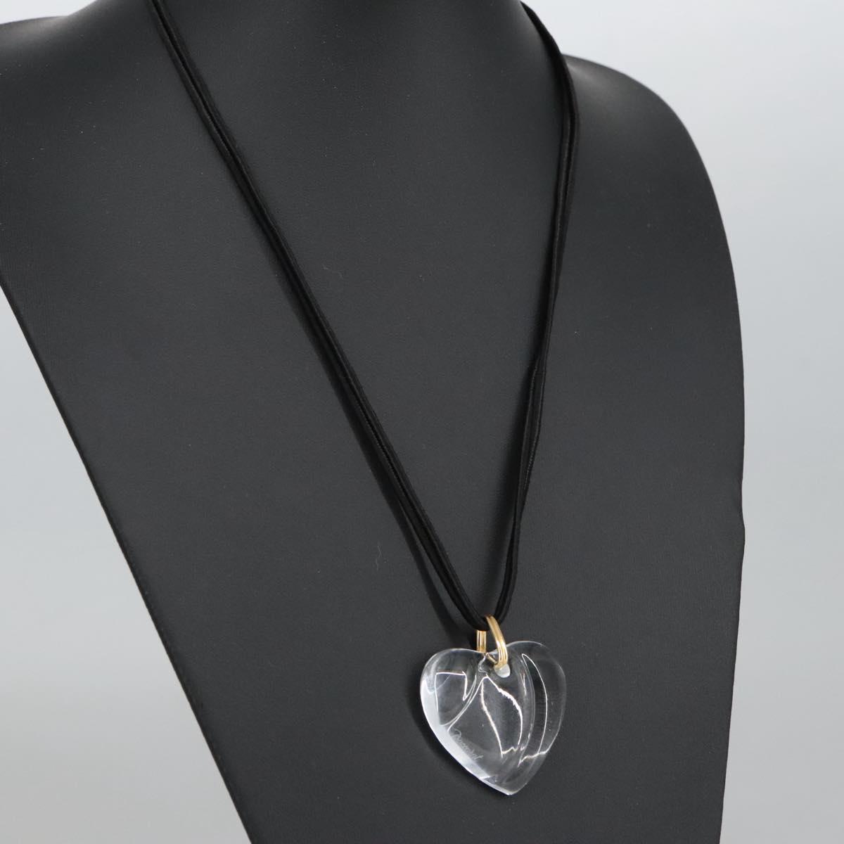 Baccarat Necklace Crystal Gzass Clear Black Gold Auth am7307