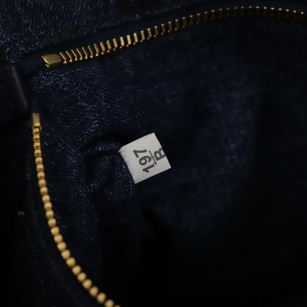 PRADA Canapa PM Hand Bag Denim Blue Gold Auth am7316V