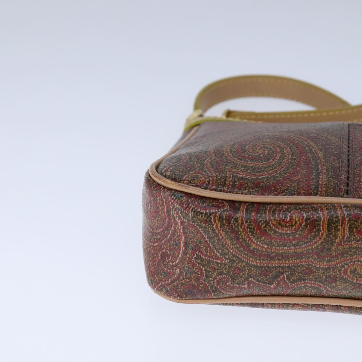 ETRO Paisley Shoulder Bag PVC Leather Brown Gold Auth am7332