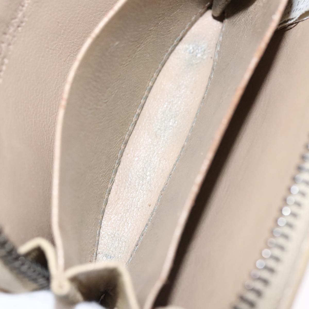 BOTTEGA VENETA INTRECCIATO Coin Purse Leather Beige Auth am7335