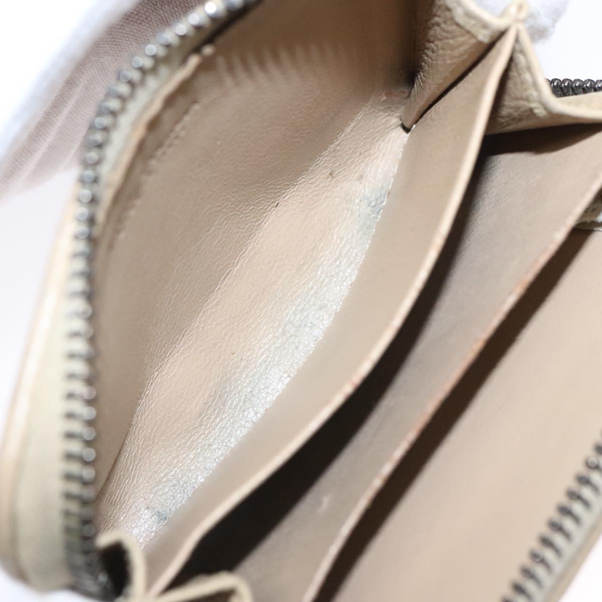 BOTTEGA VENETA INTRECCIATO Coin Purse Leather Beige Auth am7335