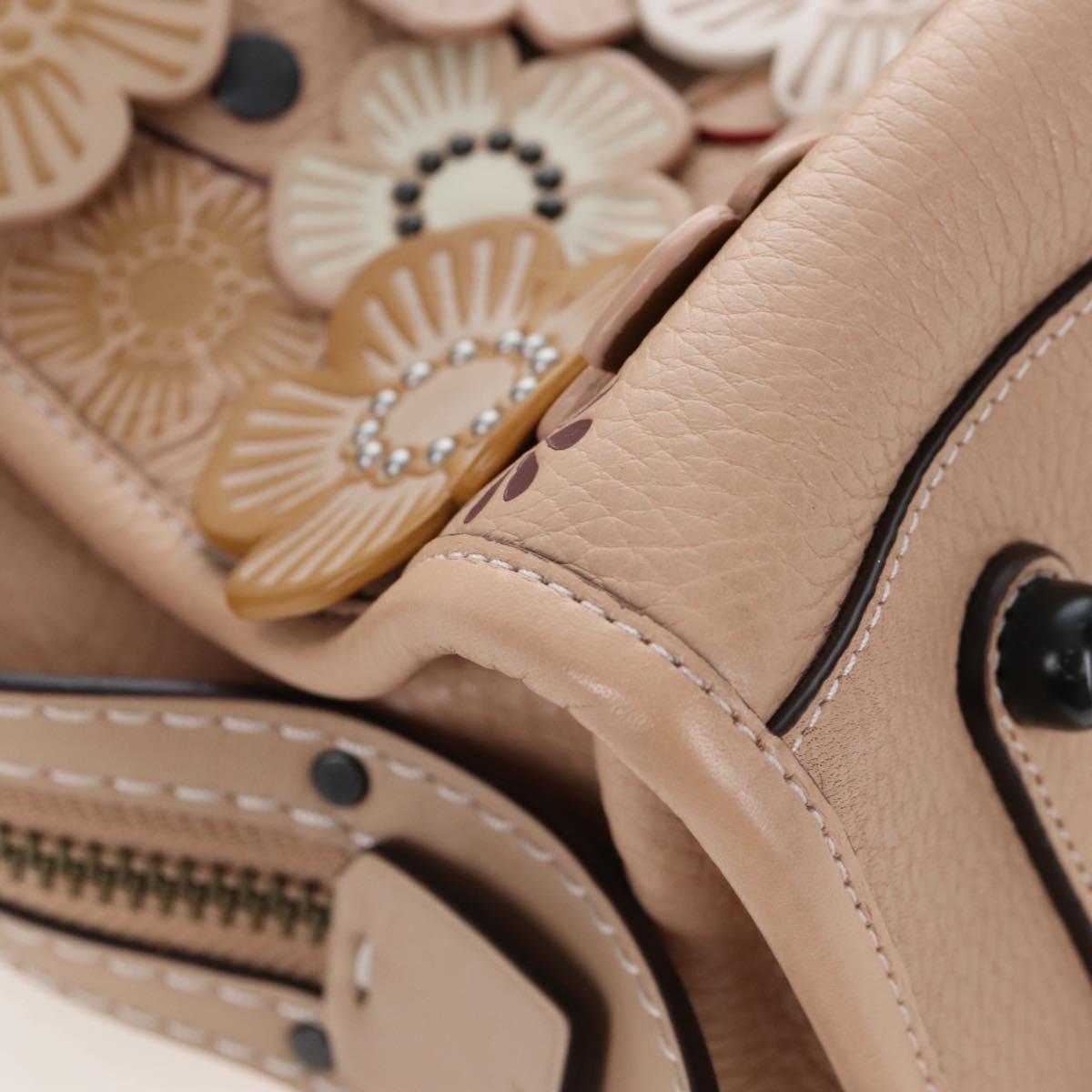 Coach Rogue 31 Hand Bag Leather Beige Auth am7357V