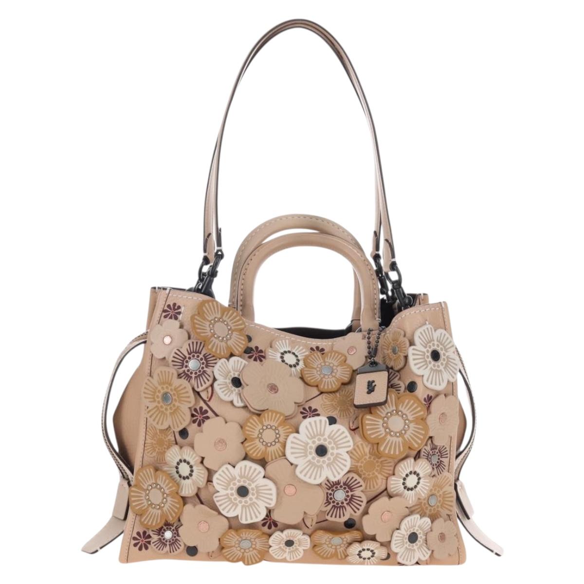 Coach Rogue 31 Hand Bag Leather Beige Auth am7357V