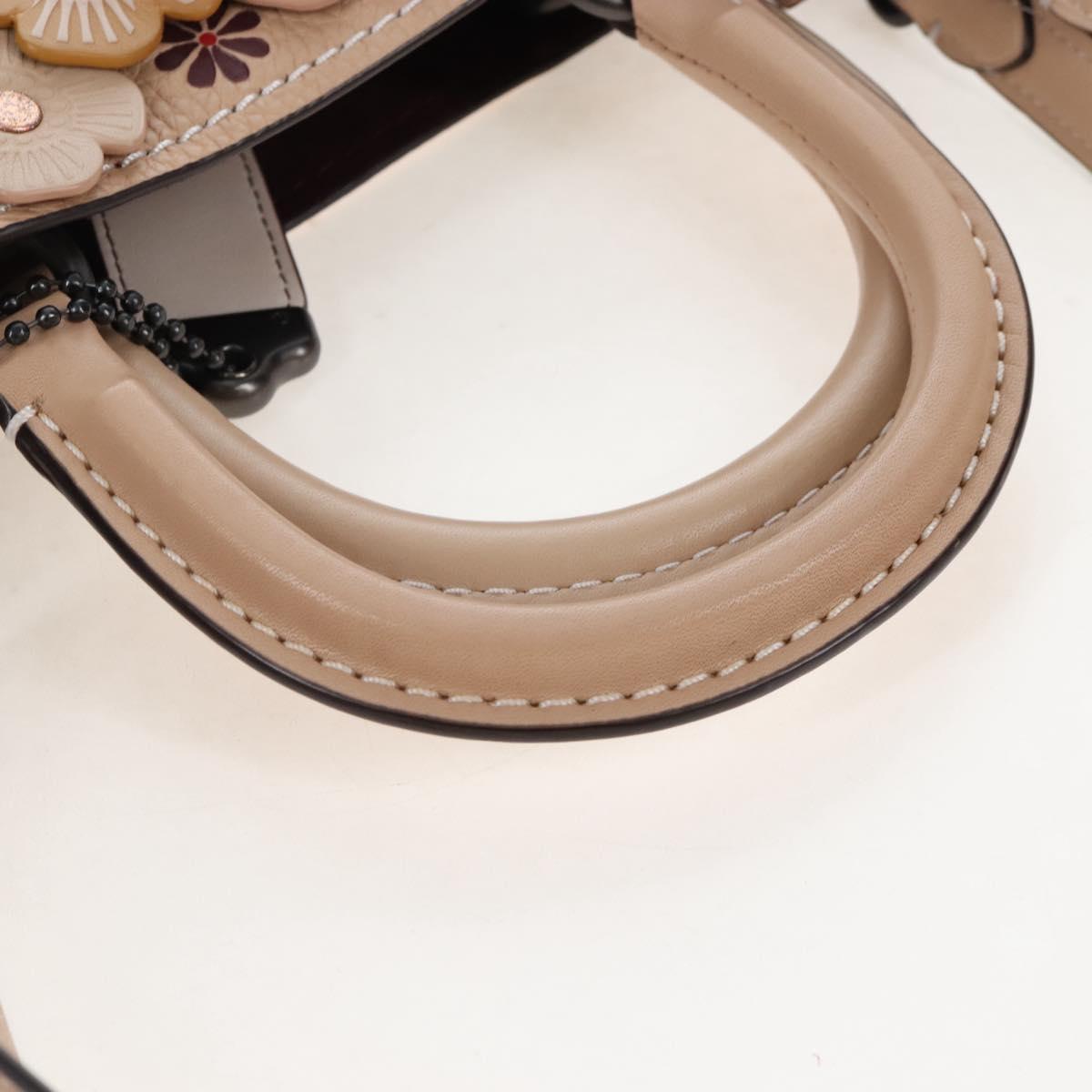 Coach Rogue 31 Hand Bag Leather Beige Auth am7357V
