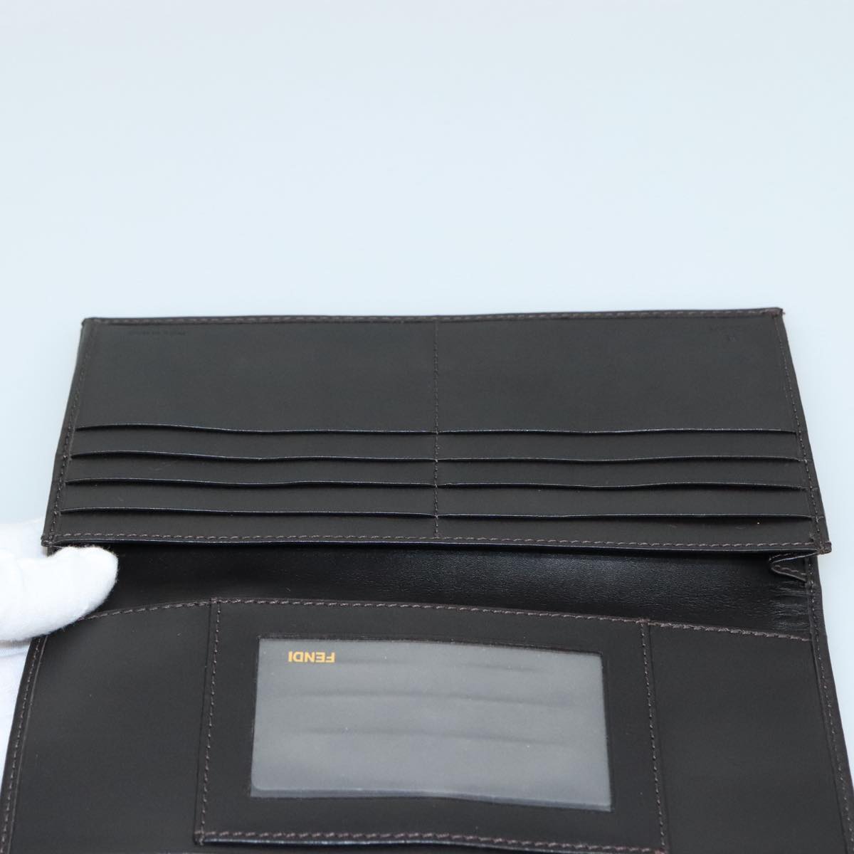 FENDI Zucchino Canvas Wallet Brown Auth am7414V