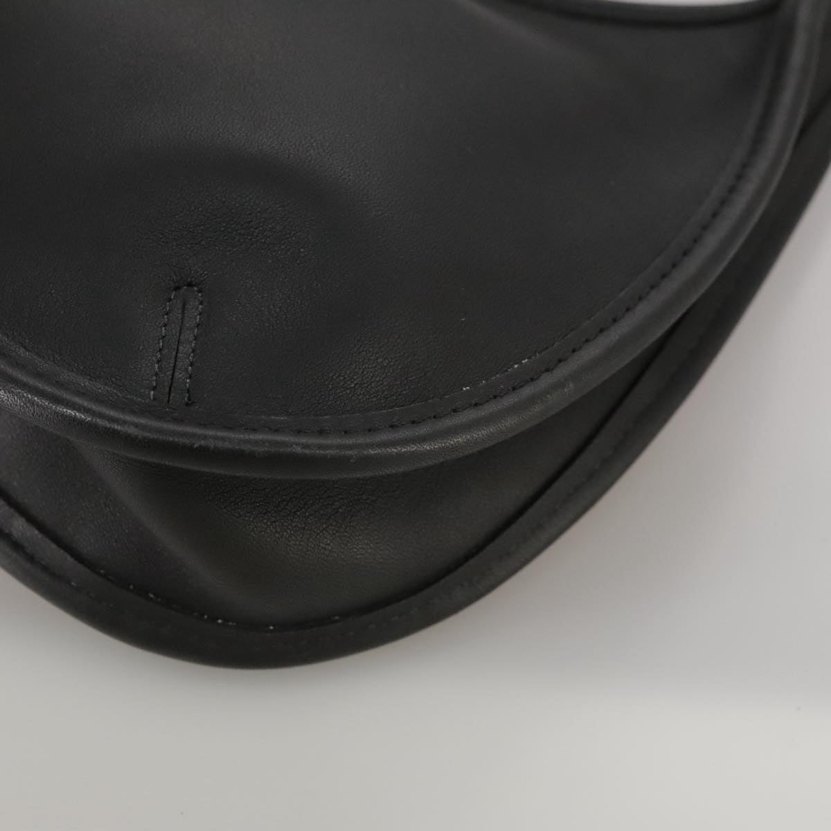 Coach Hand Bag Leather Black Gold Auth am7459