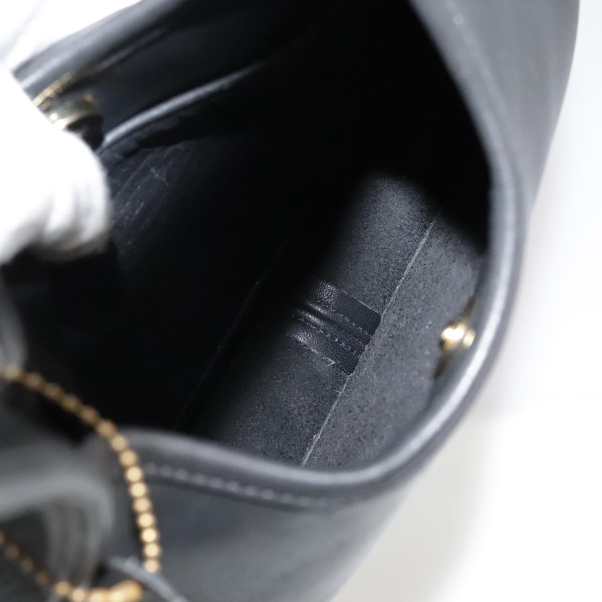 Coach Hand Bag Leather Black Gold Auth am7459