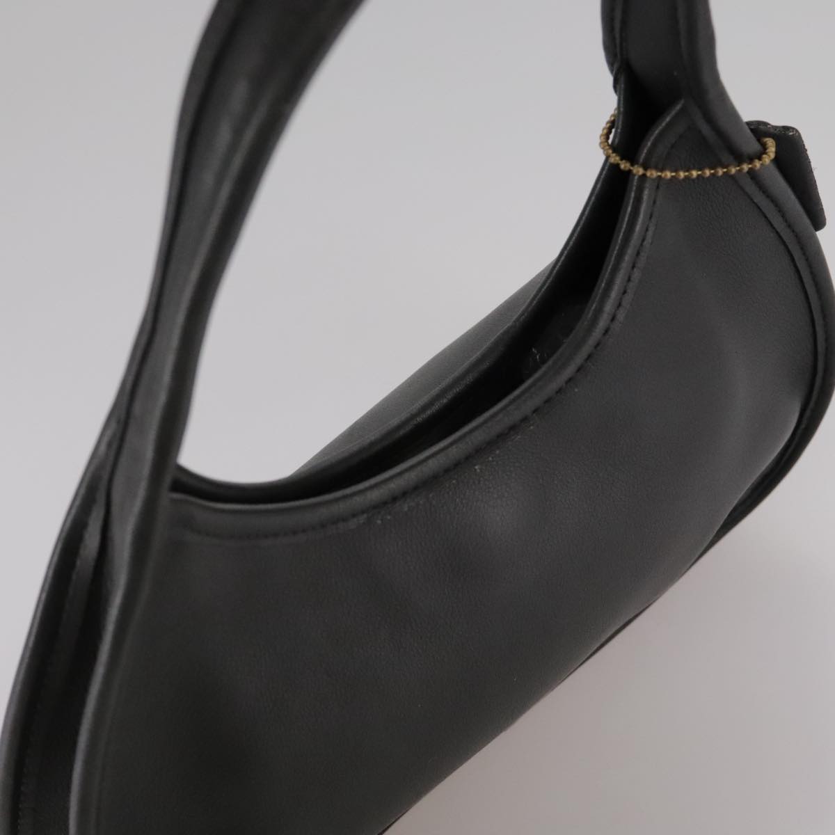 Coach Hand Bag Leather Black Gold Auth am7459