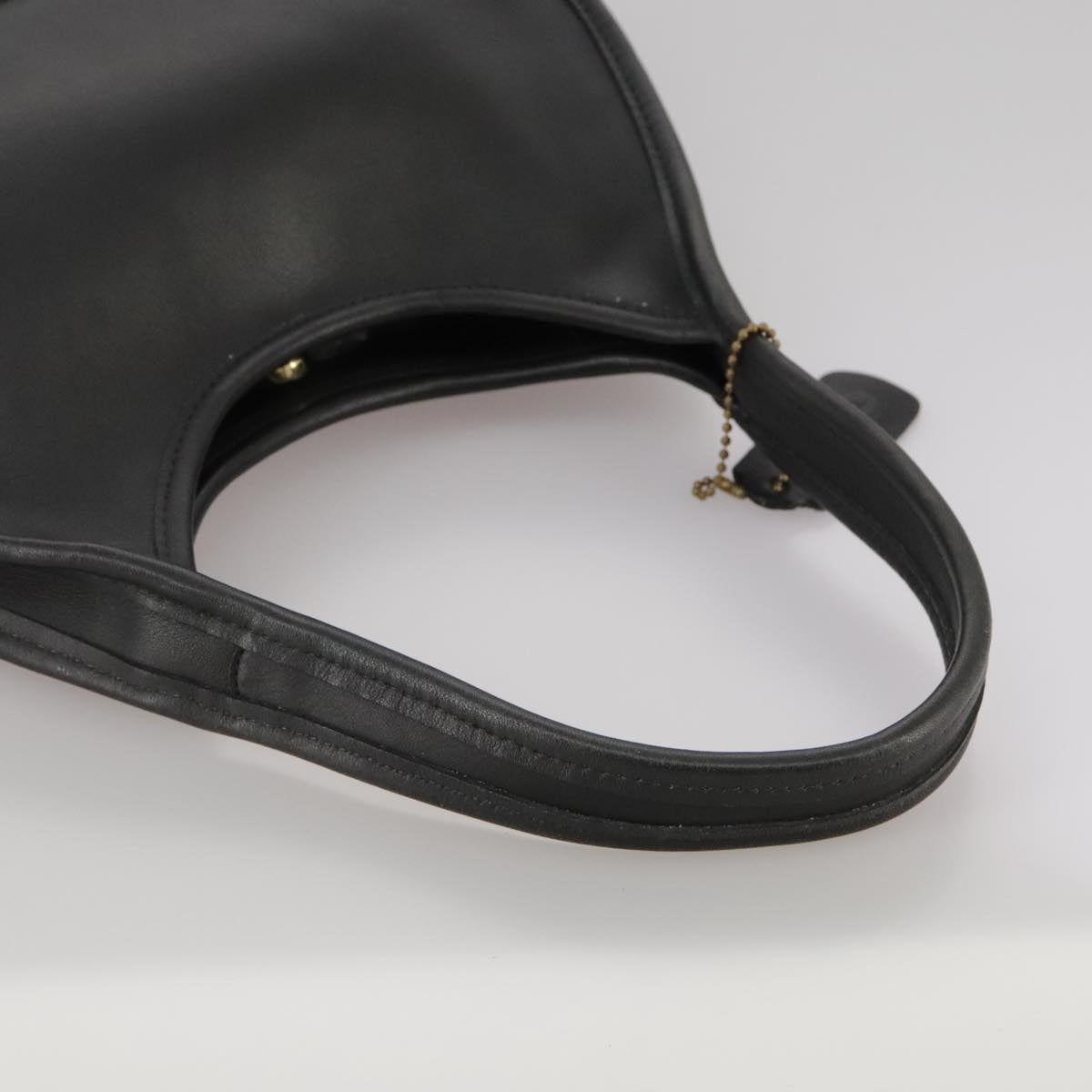 Coach Hand Bag Leather Black Gold Auth am7459