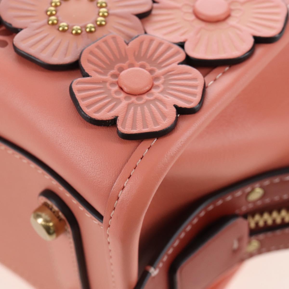 Coach Rogue 25 Hand Bag Leather 2way Pink Gold Auth am7461V