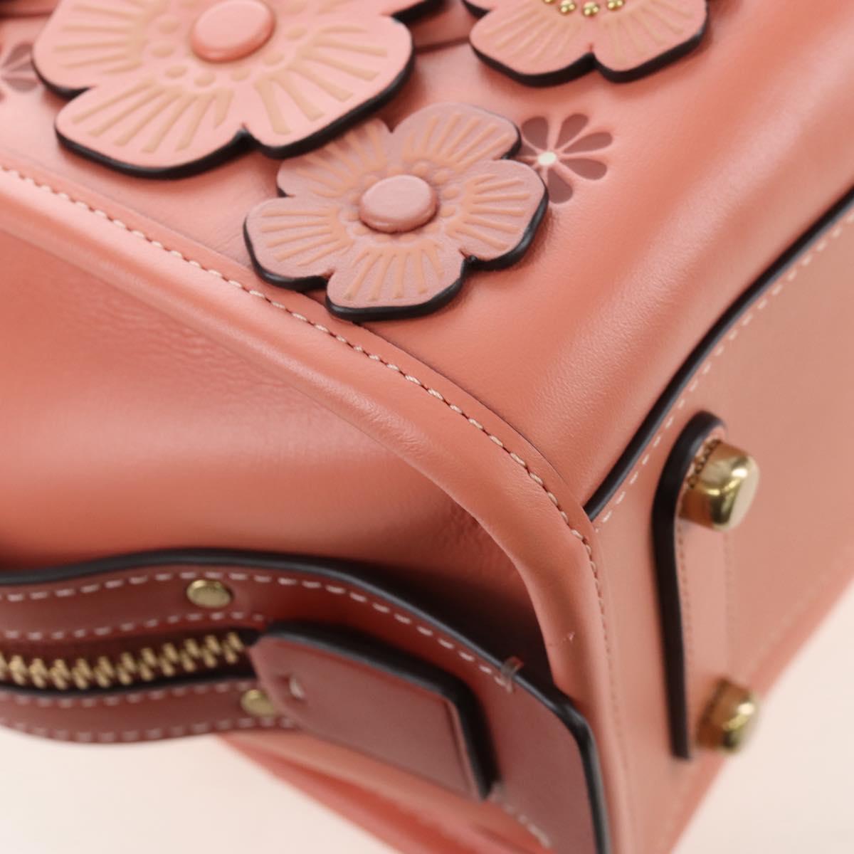 Coach Rogue 25 Hand Bag Leather 2way Pink Gold Auth am7461V