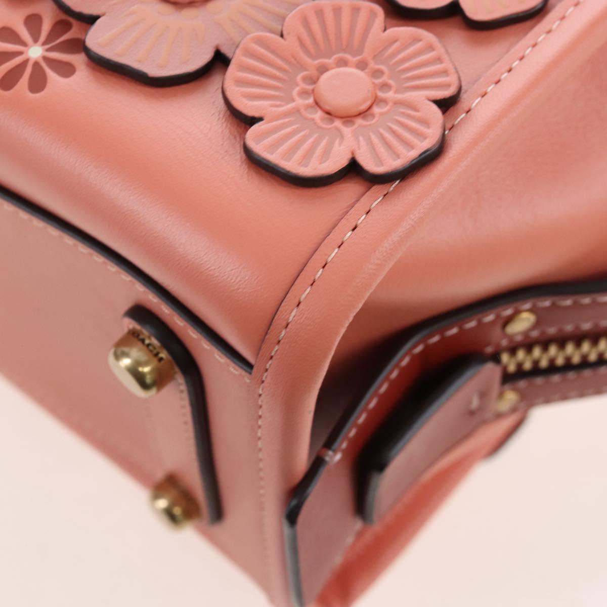 Coach Rogue 25 Hand Bag Leather 2way Pink Gold Auth am7461V