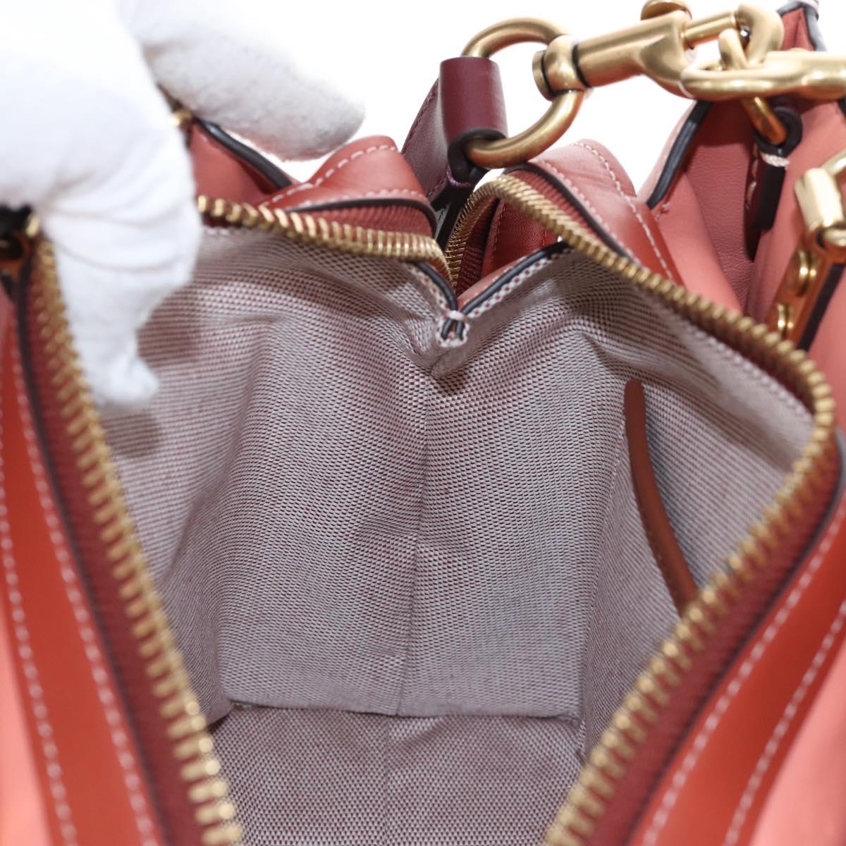 Coach Rogue 25 Hand Bag Leather 2way Pink Gold Auth am7461V