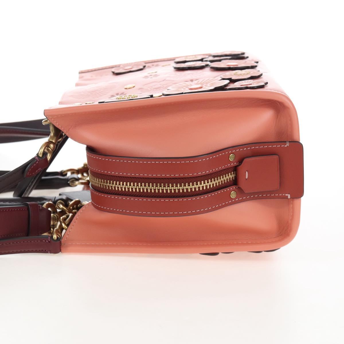 Coach Rogue 25 Hand Bag Leather 2way Pink Gold Auth am7461V