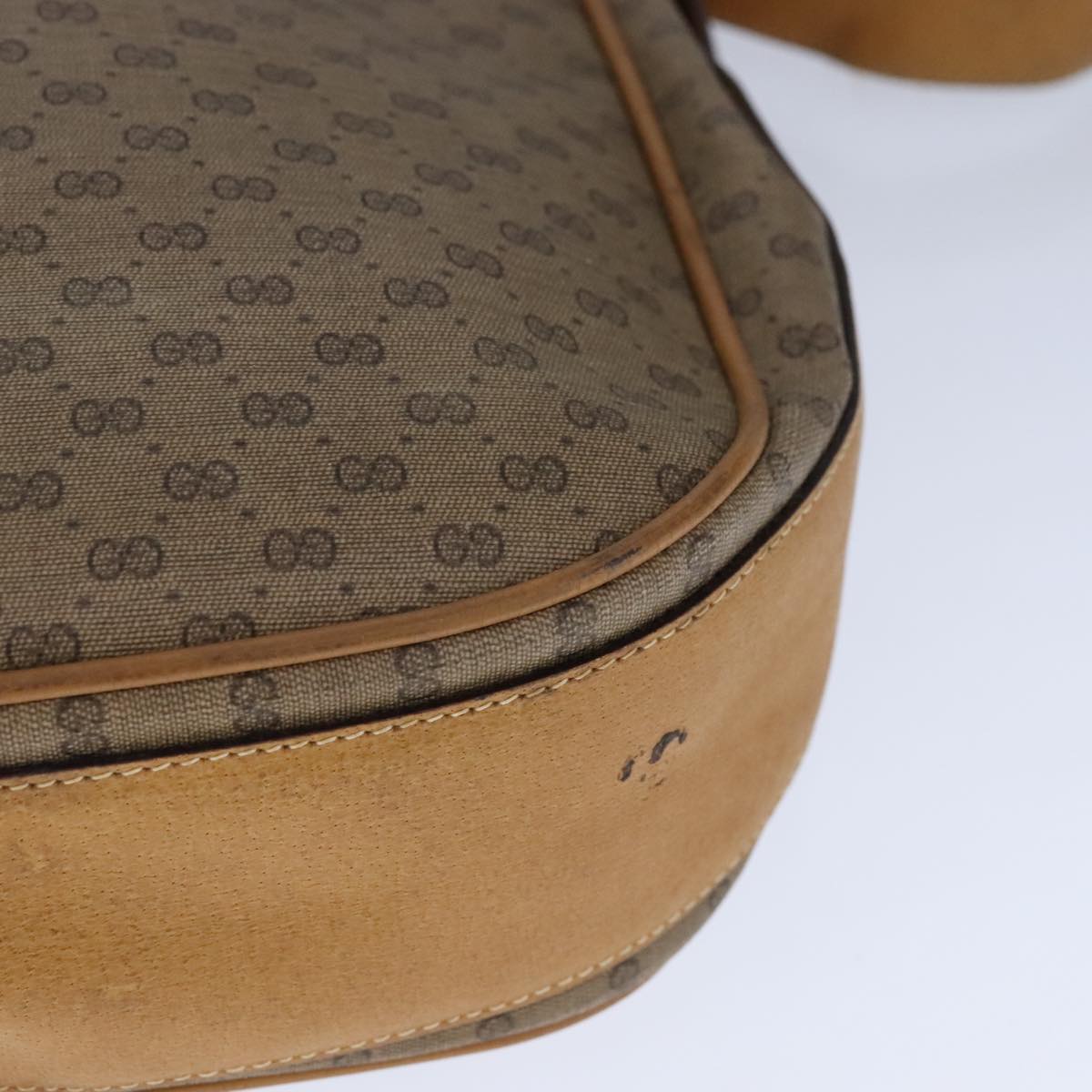 GUCCI Micro GG Supreme Shoulder Bag PVC Beige Gold Auth am7493