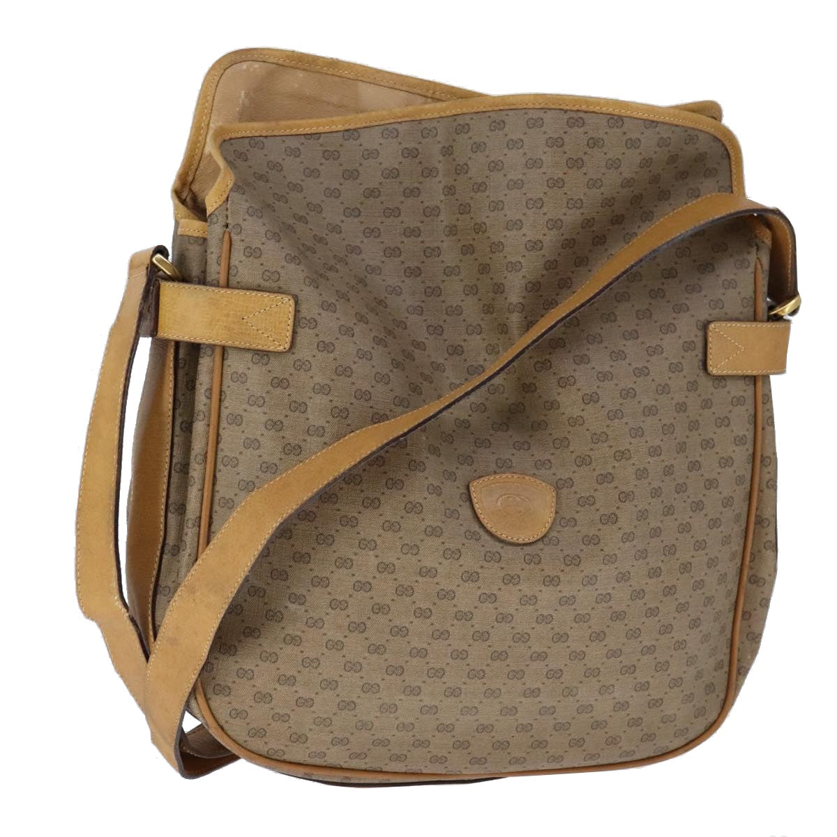 GUCCI Micro GG Supreme Shoulder Bag PVC Beige Gold Auth am7493