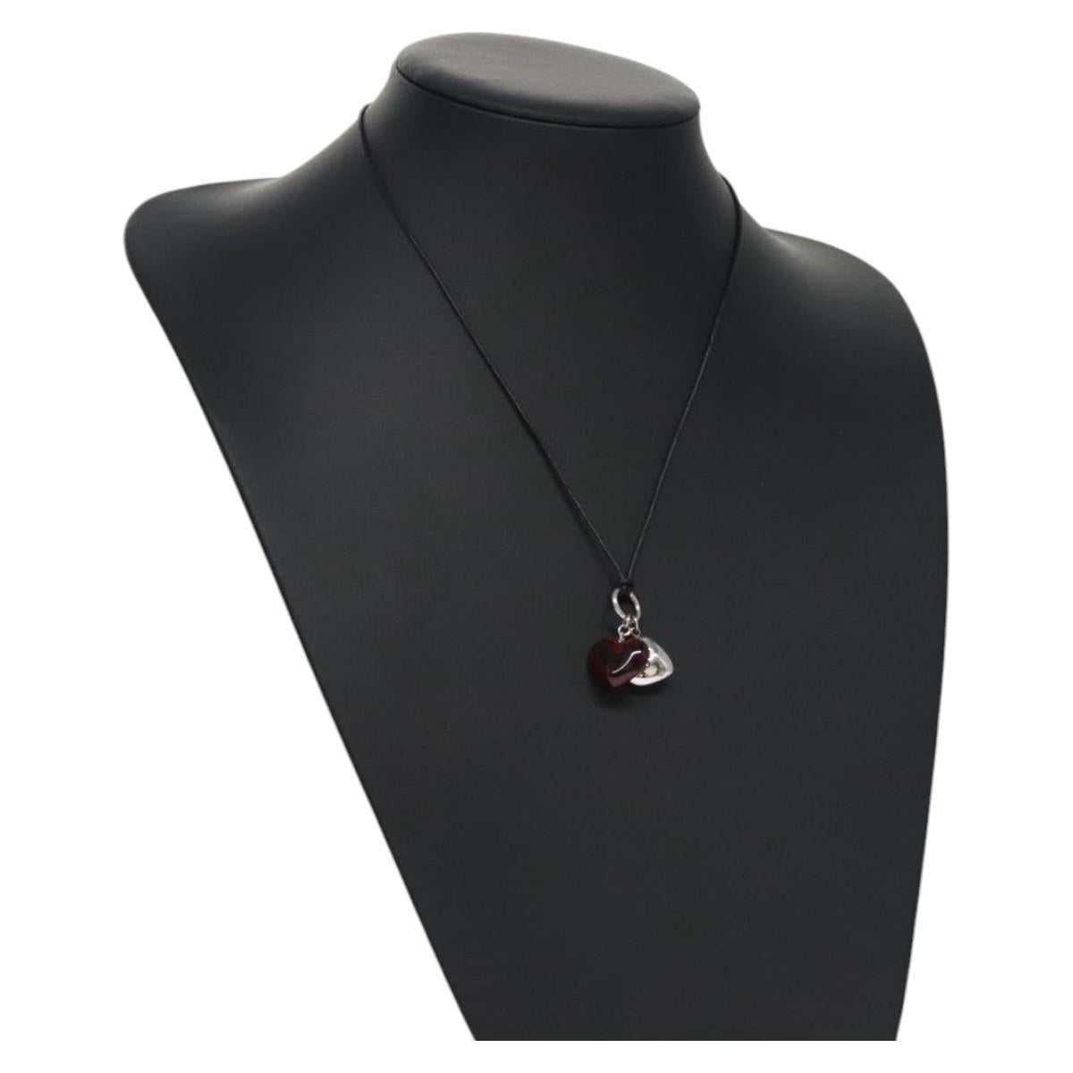 Baccarat Heart Necklace Crystal glass Red Auth am7542