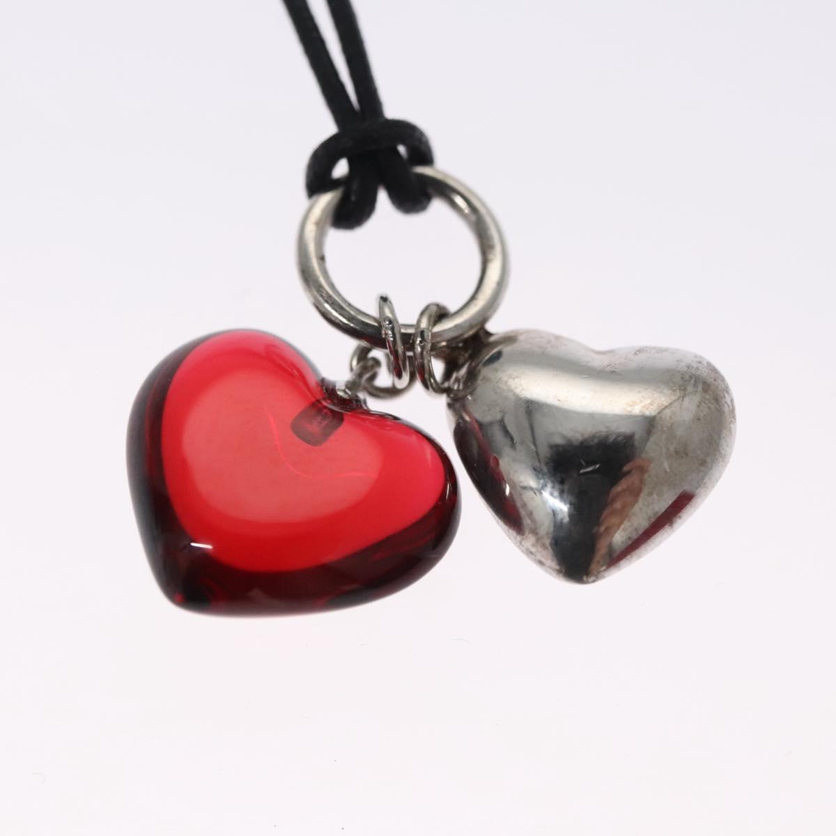 Baccarat Heart Necklace Crystal glass Red Auth am7542