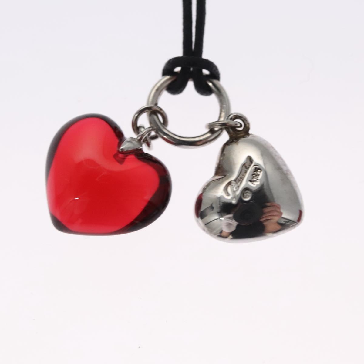 Baccarat Heart Necklace Crystal glass Red Auth am7542