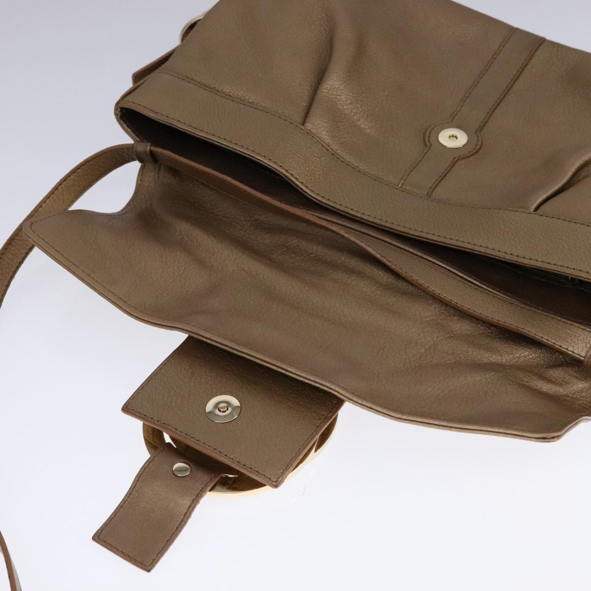 BVLGARI Chandra Shoulder Bag Leather Bronze Auth am7552