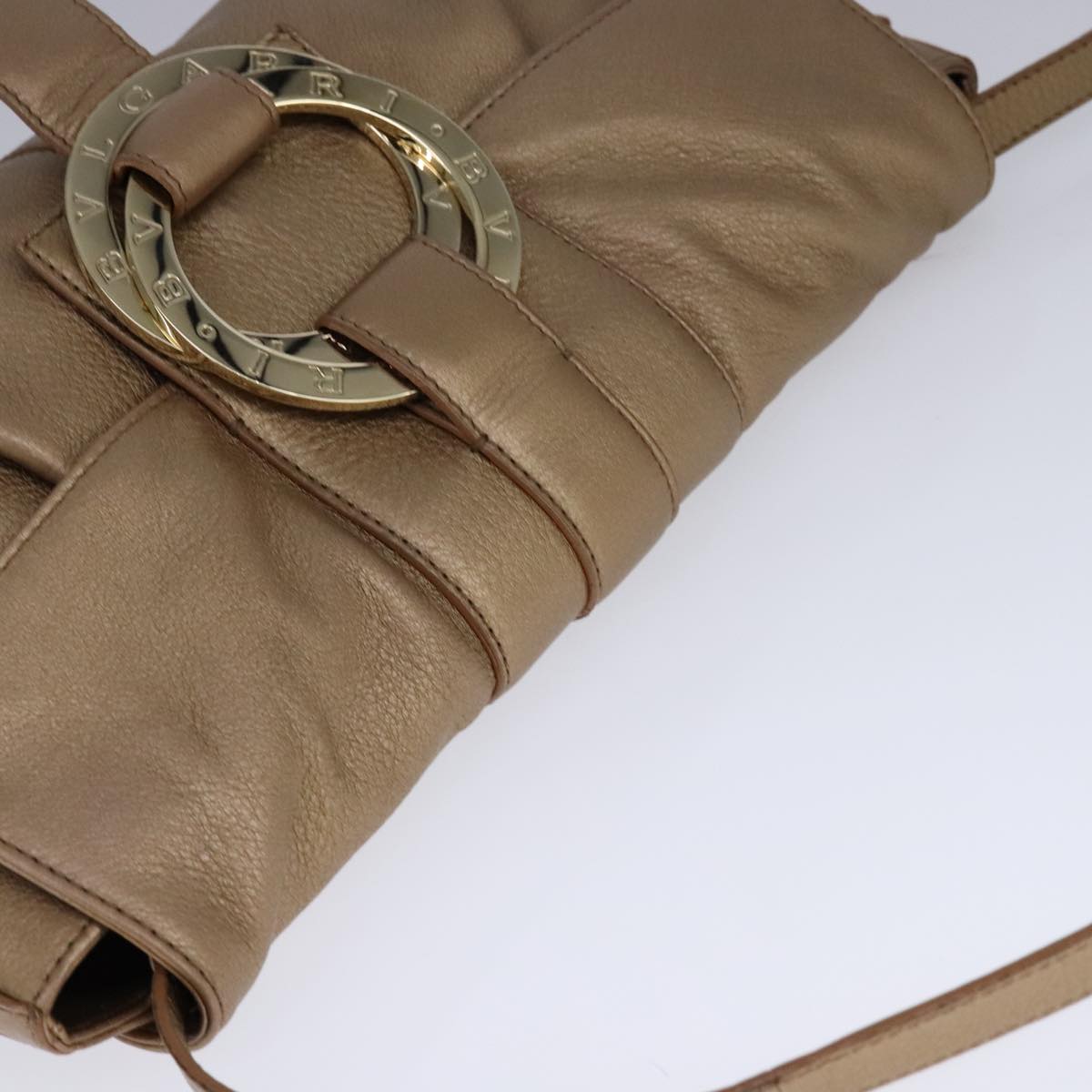 BVLGARI Chandra Shoulder Bag Leather Bronze Auth am7552