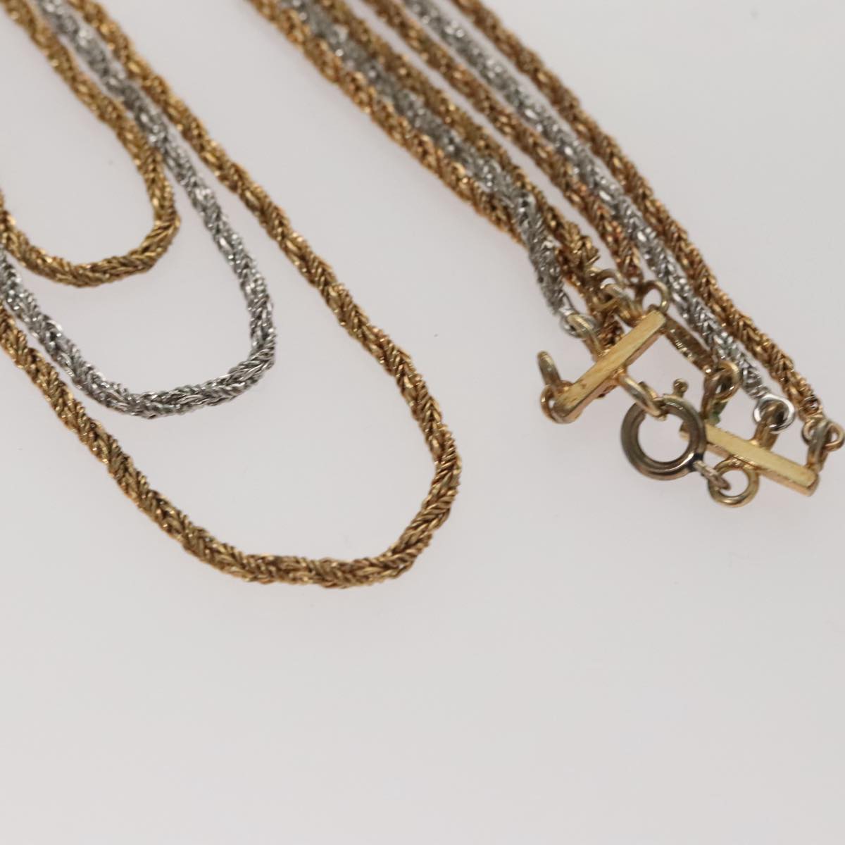 Christian Dior Twist Triple Necklace metal Gold Auth am7605