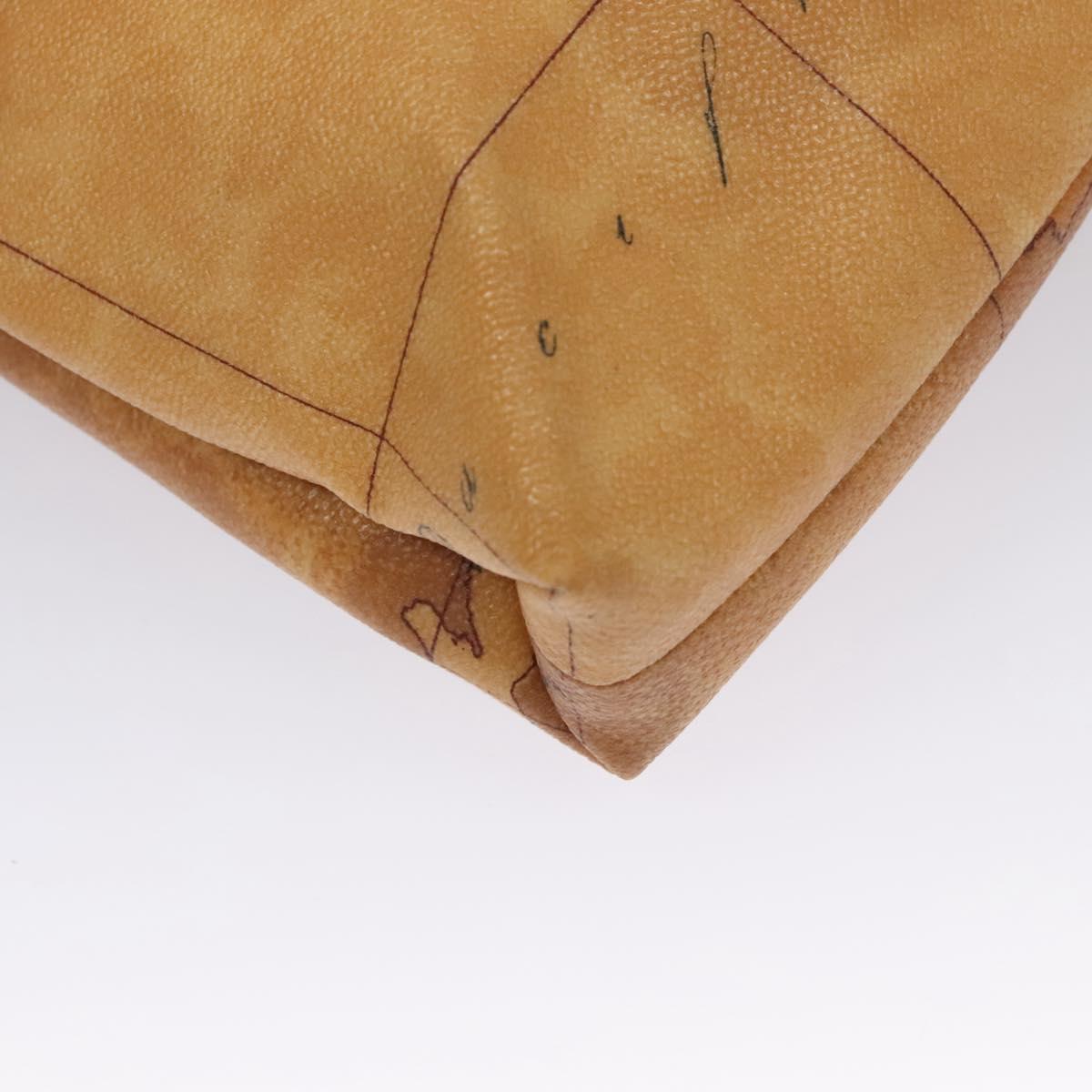 PRIMA CLASSE Hand Bag Leather PVC Beige Brown gold Auth am7609