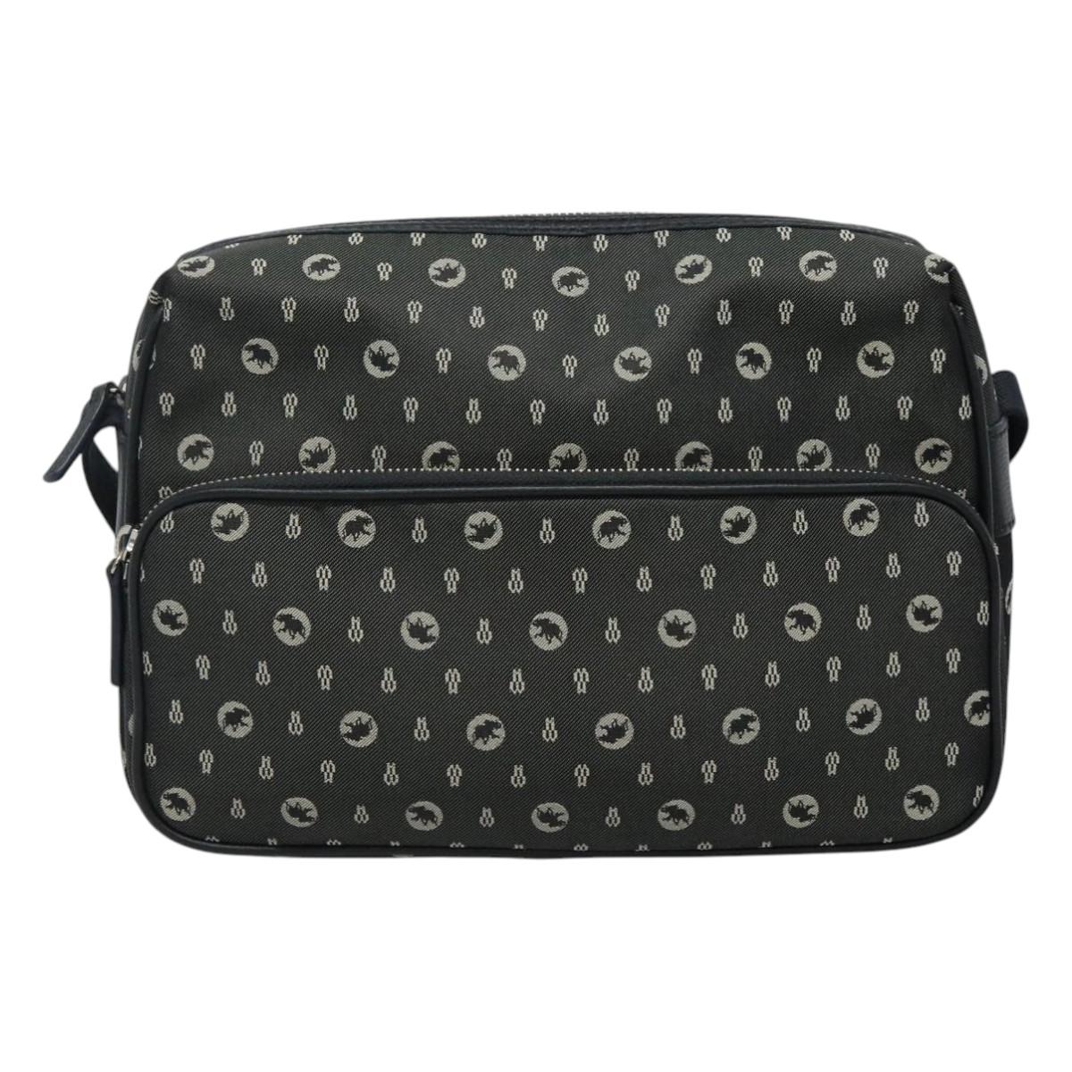 HUNTING WORLD Shoulder Bag Canvas Gray Auth am7610