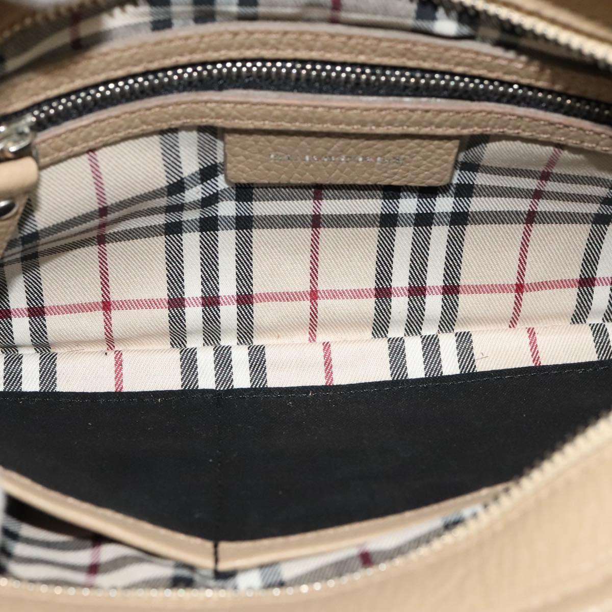BURBERRY Shoulder Bag Leather Beige Auth am7618