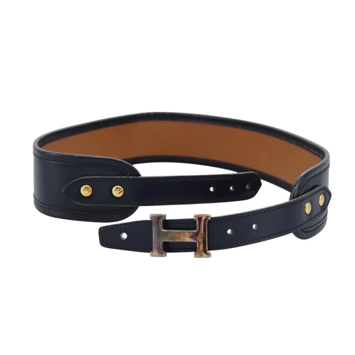 HERMES Constance Belt Leather Navy Auth am7633